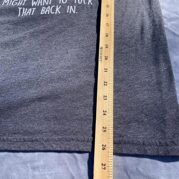 Womens T Shirt Funny Sayings Size M Gray Your Crazy Is Showing Short Sleeve Tee‍ - Picture 4 of 6